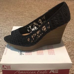 American Eagle Black 4-inch Wedge Heels